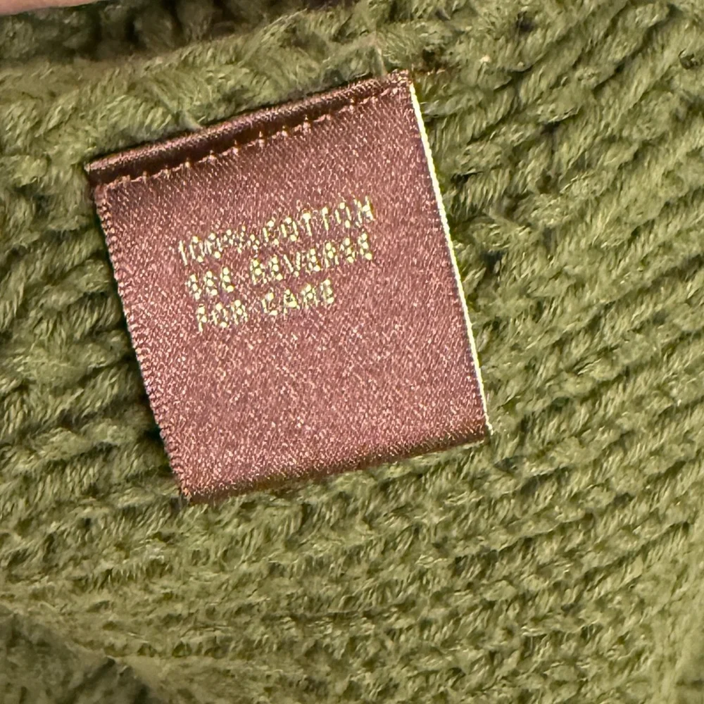 525 AMERICAN Women's Olive Green Cable Knit Button Down Sweater Jacket Size L